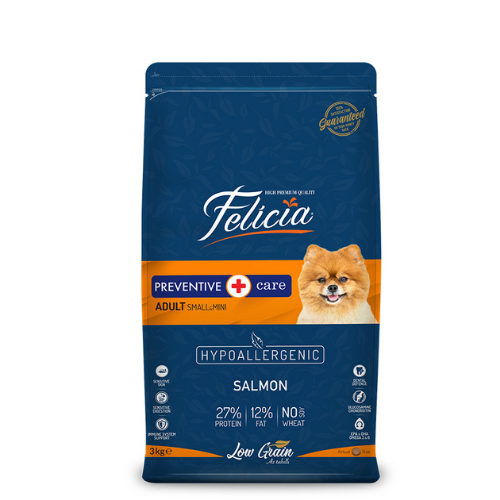 Felicia 3 Kg Yetişkin Somonlu Small Az Tahıllı Mini HypoAllergenic Köpek Maması